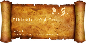 Miklovicz Zoárd névjegykártya